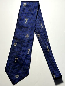 John Henry Herren Seidenkrawatte Schwarz Blau USA Vintage - Bild 1 von 4