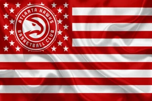 Atlanta Hawks NBA Team Logo Basketball Flag Art Print Gift For Fan POSTER CANVAS - Picture 1 of 4