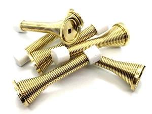 Sprung door stops 75mm brass plated spring stop & soft white buffer end cap(14) - Picture 1 of 7