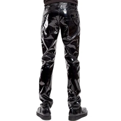 Men Faux Patent Leather Pants Trousers Shiny Bar Clubwear Costume Stage Punk - Image 1 of 4