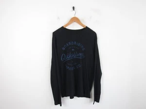 Quiksilver Mens Black Long Sleeve Graphic Top Cotton Regular Fit T-Shirt | M - Picture 1 of 8