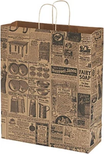 Newsprint Paper Bags 100 News Print Retail Merchandise Shopping 16" x 6" x 19" - Picture 1 of 4