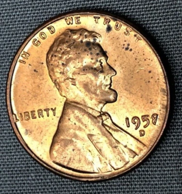 antique Error Lincoln Mint Cent Wheat Off Center Penny Struck Copper  1958d - Image 1 of 4