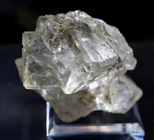 Clear Fluorite fan cluster with large cube modified corners. Dalnegorsk, Russia - Picture 1 of 7