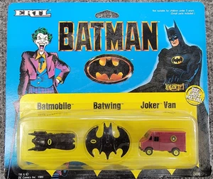1989 Batman ERTL Diecast Vehicle Set - Joker Van - Batmobile - Batwing - Picture 1 of 4