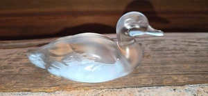 Fenton Art Glass Crystal Clear Mallard Duck Signed Collectible Paperweight Vtg  - Picture 1 of 7