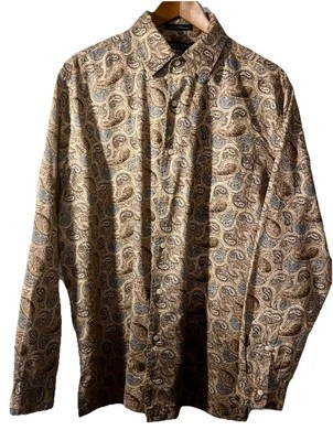 Camisa casual Daniel Crémieux Collection masculina tamanho XL algodão paisley manga longa - Imagem 1 de 4