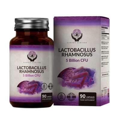 EARTH'S NURTURE Lactobacillus Rhamnosus Probiotic | 90 Vegan Capsules | 5 Billion CFU