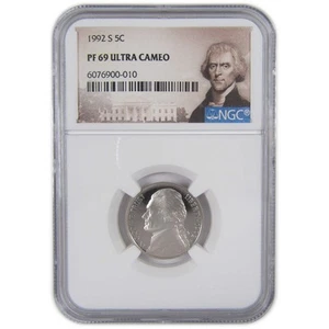 1992 S Jefferson Nickel PF 69 UCAM NGC Proof 5c Coin SKU:CPC0006 - Picture 1 of 4