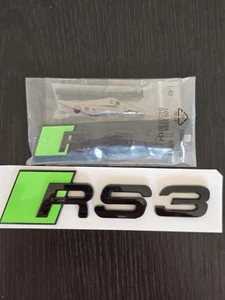 🍏RS3 Front Grill And Rear Badge Gloss Black And Green set custom - Picture 1 of 1