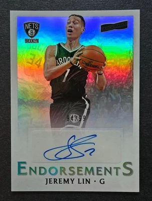 2016-17 JEREMY LIN PANINI AFICIONADO-ENDORSEMENTS AUTO /99 CARD #16 - Image 1 of 2