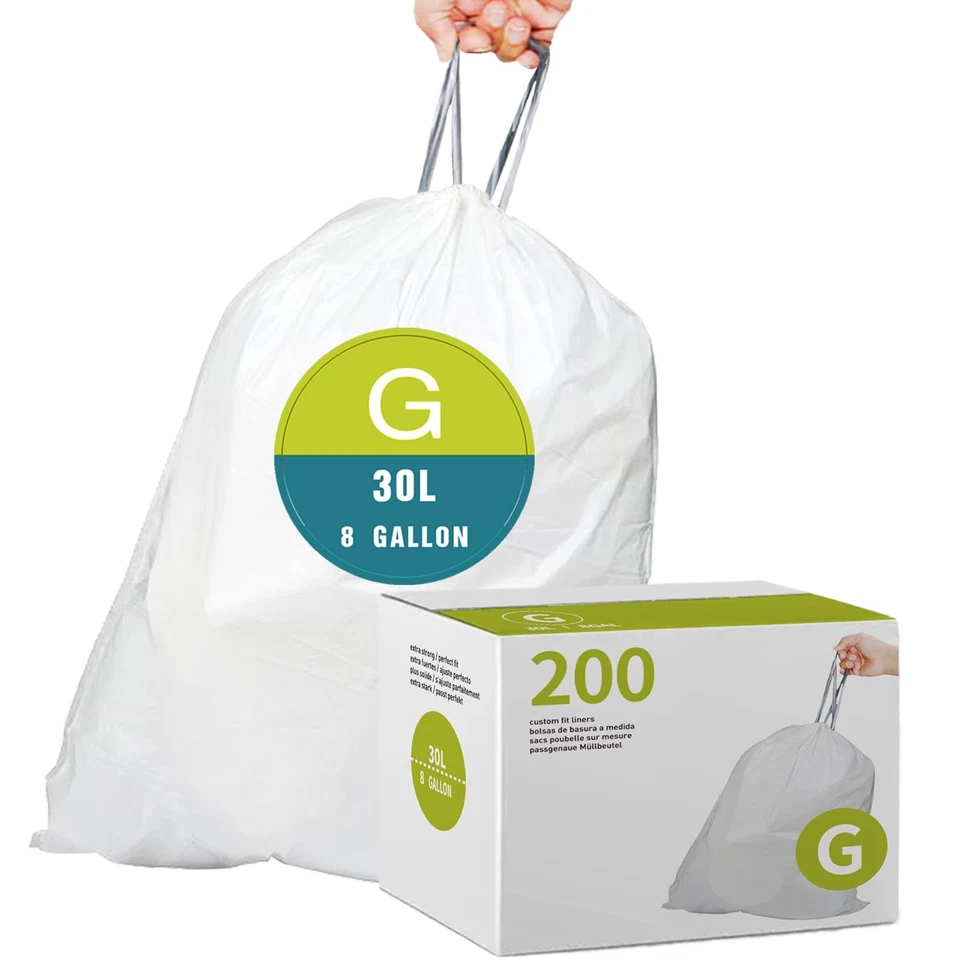 Code G (200 Count) 8 Gallon/30 Liter Heavy Duty Drawstring Plastic Trash Bags... - Image 1 of 4