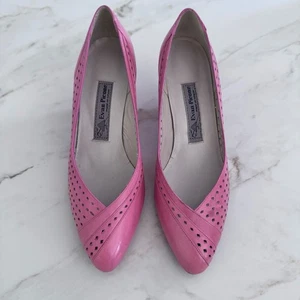 Vintage Evan Picone Pink Leather Heels Pointed Toe Pumps Made in Spain 7.5 - Picture 1 of 11