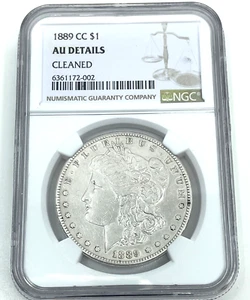RARE-----1889-CC Morgan Silver Dollar NGC AU Details Cleaned, MAKE A OFFER. - Picture 1 of 5