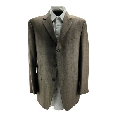 Burberry London Kensington Wool Blazer 42R Brown Blue Check 3 Button Made in USA - Image 1 of 4