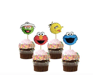 NEW Sesame Street Cupcake Toppers 2 Sets - 48pcs Elmo Big Bird Oscar Cookie Mons - Picture 1 of 3
