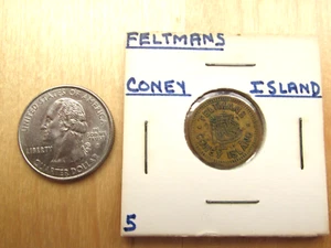 Vintage - Feltman's - Coney Island, Brooklyn, NY 5 centesimi gettone merchants - Foto 1 di 3