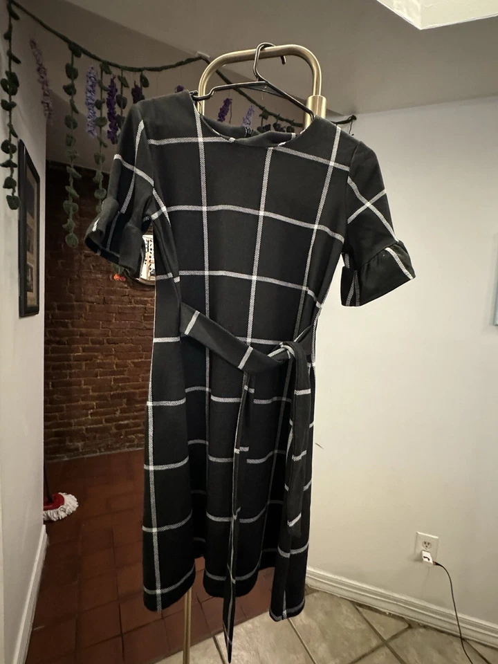 NY коллекции миниатюрный размер PS черный и белый шашки узор платье - шикарный и стильный - Изображение 1 из 4