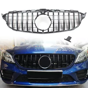 For Mercedes Benz W205 C250 C43 GT R Style Grill Grille Front Bumper Black - Picture 1 of 13