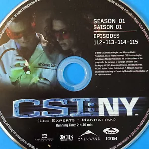 CSI: NY Season 1 DISC 4 DVD REPLACEMENT only - single Disc ep. 112 113 114 115 - Picture 1 of 4