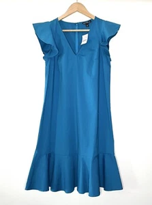 Neu mit Etikett J Crew Mercantile Damen blau Rüschen Trägerkleid Größe 0 Reißverschluss Baumwolle J5422 - Bild 1 von 6