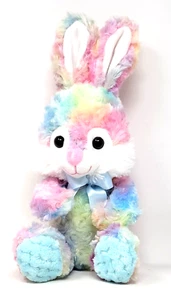 Rabbit Plush Tie Dye Rainbow Upright Ears Smiling Whiskers - Picture 1 of 3
