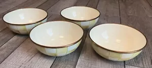 Lot of 4 MacKenzie-Childs Parchment Check Enamel Everyday Bowls 6" RETIRED - Picture 1 of 3