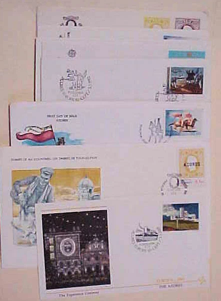 AZORES  9 FDC , 2 ARE MADIERA CACHET , 7 ARE UNADDRESSED - Image 1 of 1