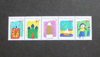 COCOS KEELING ISLANDS - 1998 SCARCE CHILDREN'S DRAWING SET IN STRIP MNH RR - Image 1 of 2