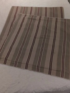 Tommy Hilfiger Euro Pair Pillow Shams Beige &Red Stripe Zipper Closure Piping - Picture 1 of 6