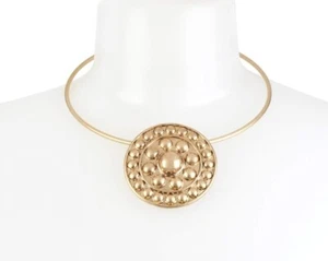 Robert Lee Morris Soho Gold Shield Pendant Wire Collar Necklace – 17” Chic ✨ - Picture 1 of 12