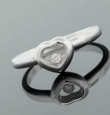 Chopard 82/4854 18K White Gold Floating Happy Diamond Heart Ring Size 6.5 - Image 1 of 4
