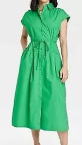 A New Day Womens Dress Size XL Green Midi Short Sleeve Spring Summer New Chic - Picture 1 of 2