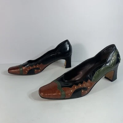 De Colección Margaret Jerrold 8.5 Tacones Bombas 2 pulgadas Artístico Mosaico Geométrico Mardi Gras Fiesta Foto 1 de 4