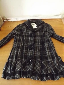 NEW Alison Sheri LINED TOP JACKET broomstick plaid RUFFLED SZ MEDIUM RET110 NWT - Picture 1 of 12