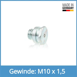 DIN 3404 T1 M10 x 1,5 Stahl verzinkt Flachschmiernippel Schmiernippel - Picture 1 of 1