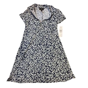 MSK Floral Print Dress Half Zip Casual A-Line Short Sleeve Small - Picture 1 of 5
