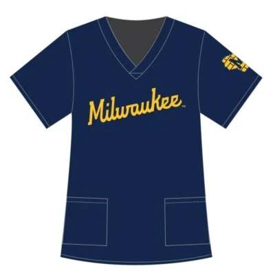 Milwaukee Brewers Scrubs Top Large May 17th Theme Night-Healthcare Appreciation  - Image 1 of 4