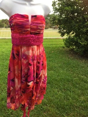 XS EVENING DRESS ROBERTA SZ 5 / 6 Hi Lo COLORFUL JUNIORS PARTY GALA - Изображение 1 из 4