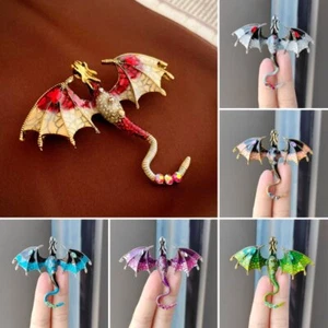Vintage Enamel Wishing Dragon Corsage Brooch Pin Women Elegant Jewellery Gift - Picture 1 of 16
