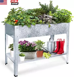 Galvanized Raised Garden Bed for Vegetables Elevated Planter Box with Legs Outdo - Picture 1 of 7