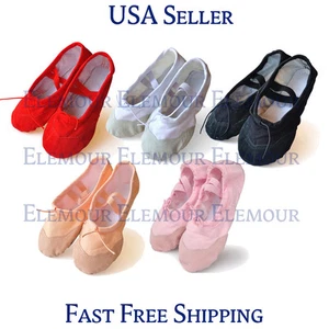 Mädchen Damen Ballett Tanzschuhe Fitness Gymnastik Schuhe Canvas US-Verkäufer - Bild 1 von 8