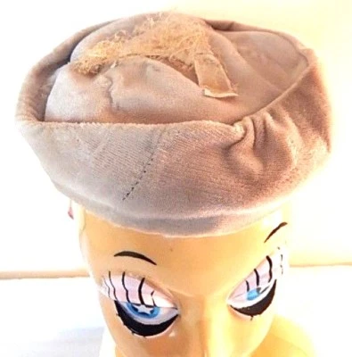 De colección 1950 Beige Desnudo Bronceado Pastillero Sombrero Kentucky Derby Arco Gorro Gorra Rockabilly Foto 1 de 4