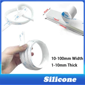 1M Silicone Self Adhesive Backed Seal Rubber Strip 10-100mm Width 1-10mm Thick - Picture 1 of 9