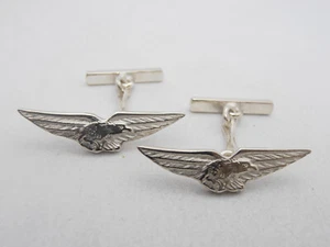 Aeronautica : Gemelli in Argento 925 con l'Aquila Simbolo - Pilota - Aeroplano - Foto 1 di 6