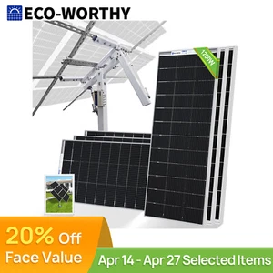 ECO-WORTHY 200W 400W 800W 1000W Watt Bifacial Solar Panel Kit &Tracking Bracket - Picture 1 of 43