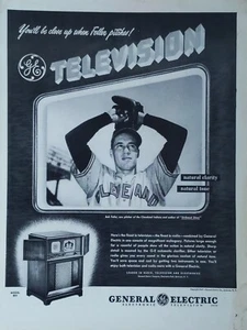 1947 general electric television print ad. Featuring Bob feller - Picture 1 of 1