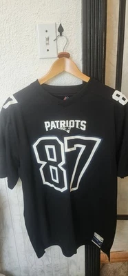 Camiseta deportiva 2016 NFL Majestic New England Patriots Rob Gronkowski 87 para hombre grande negra Foto 1 de 4