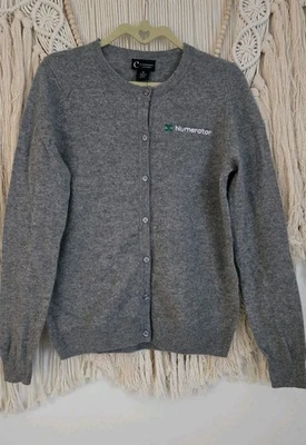 Cárdigan de cachemir C by Bloomingdale’s para mujer botón M, manga larga gris Foto 1 de 4