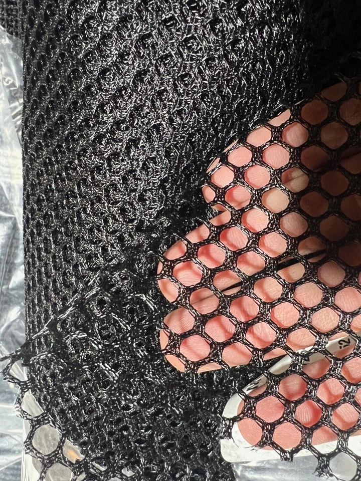 Black Fishnet Netting by the Yard Round Mesh Pattern, 120" WIDE MADE IN THE USA - Image 1 of 2